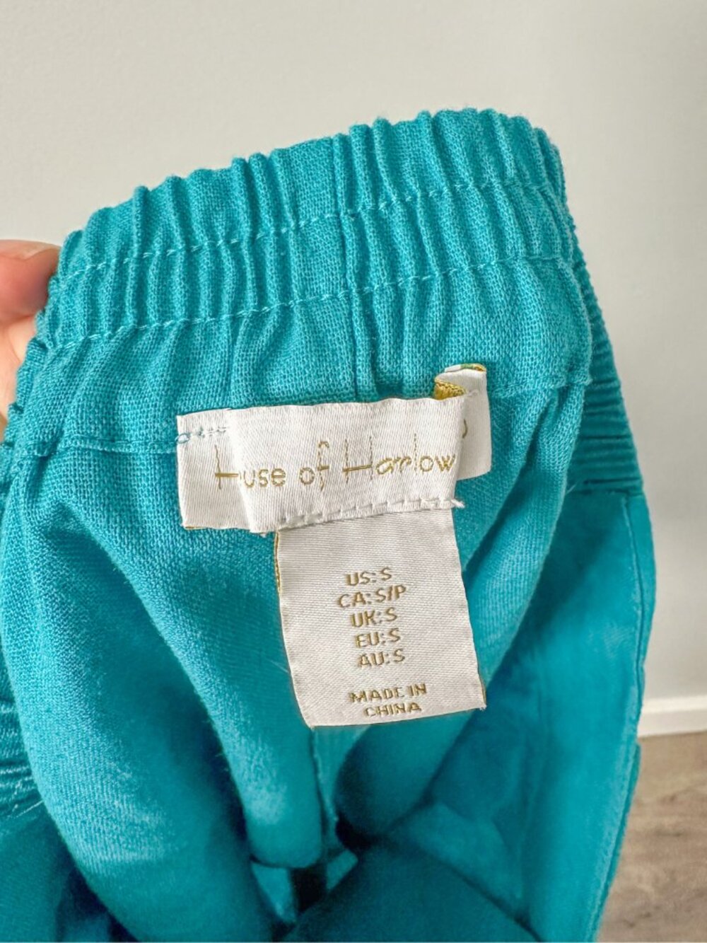 House of Harlow 1960 Teal Linen Blend Shorts - Picture 6 of 8